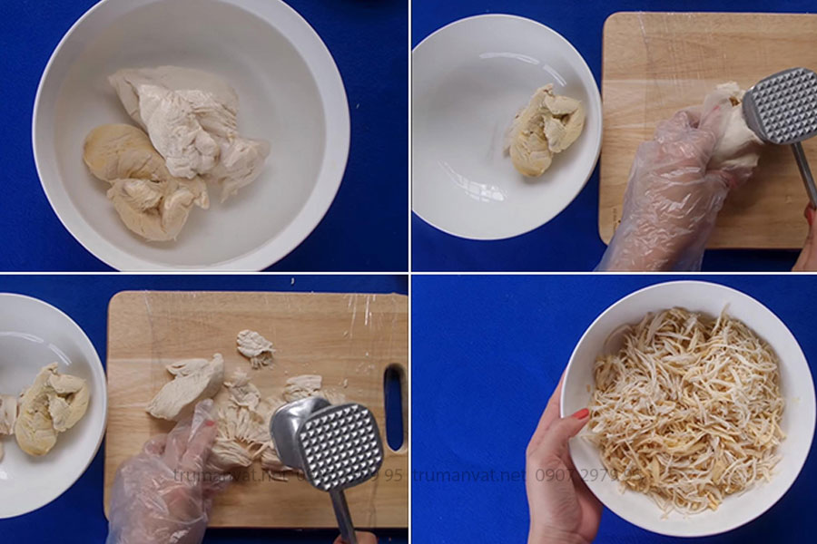Xé sợi thịt gà